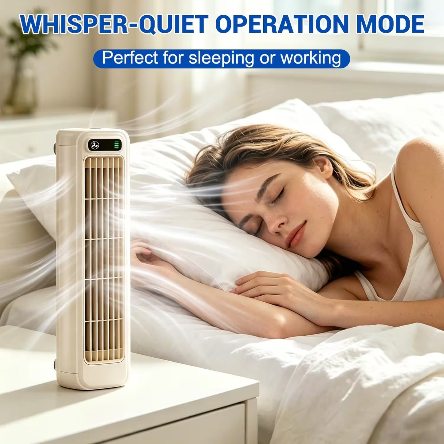Wall Mounted Bladeless Fan 2026 – Ultra Quiet Tower Fan with LED, Desktop & Wall Mount, 3-Speed Cooling for Bedroom & Office