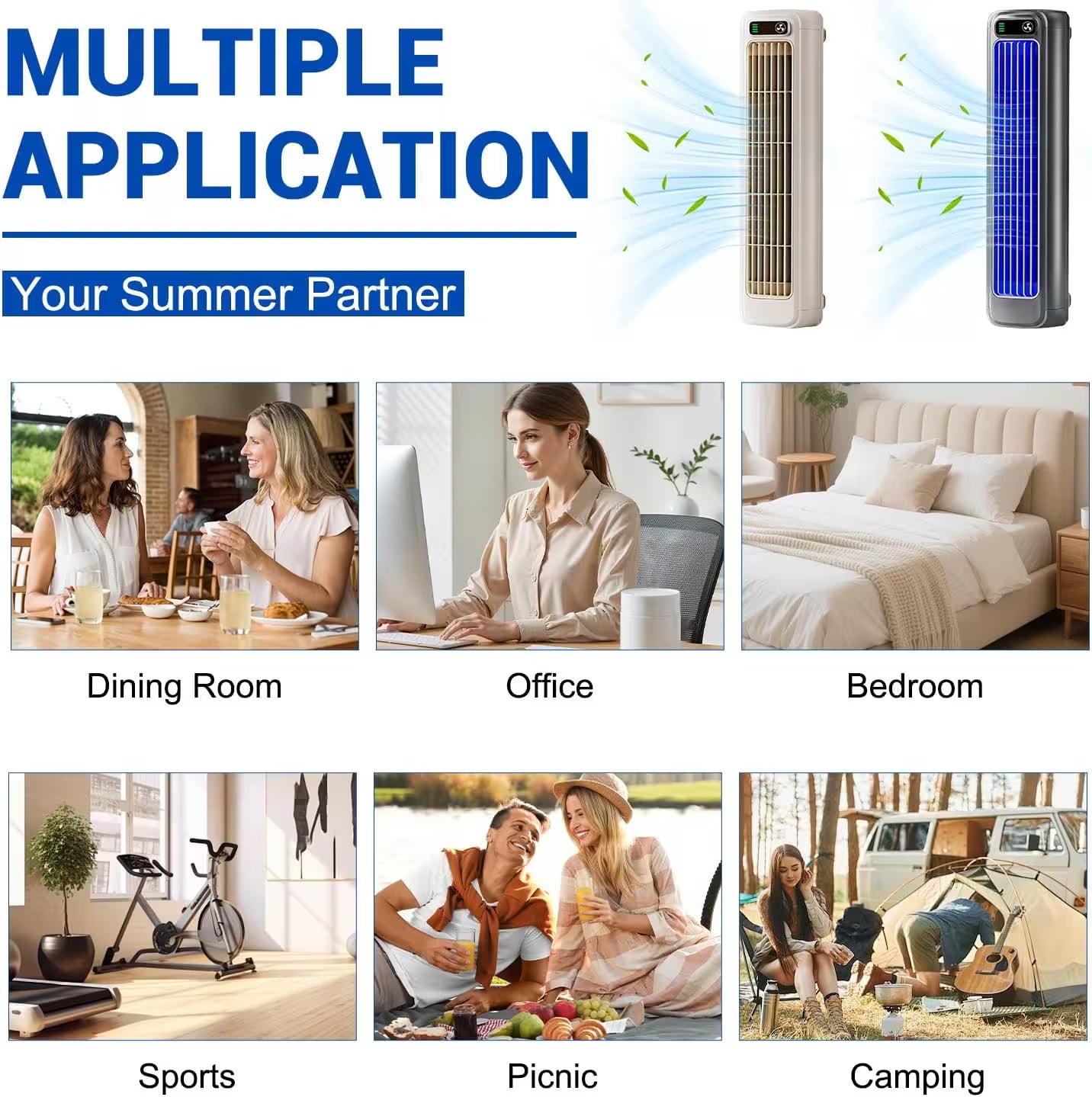 Wall Mounted Bladeless Fan 2026 – Ultra Quiet Tower Fan with LED, Desktop & Wall Mount, 3-Speed Cooling for Bedroom & Office