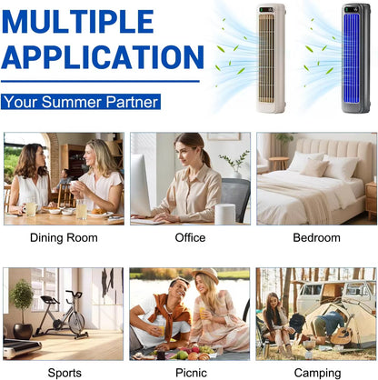 Wall Mounted Bladeless Fan 2026 – Ultra Quiet Tower Fan with LED, Desktop & Wall Mount, 3-Speed Cooling for Bedroom & Office
