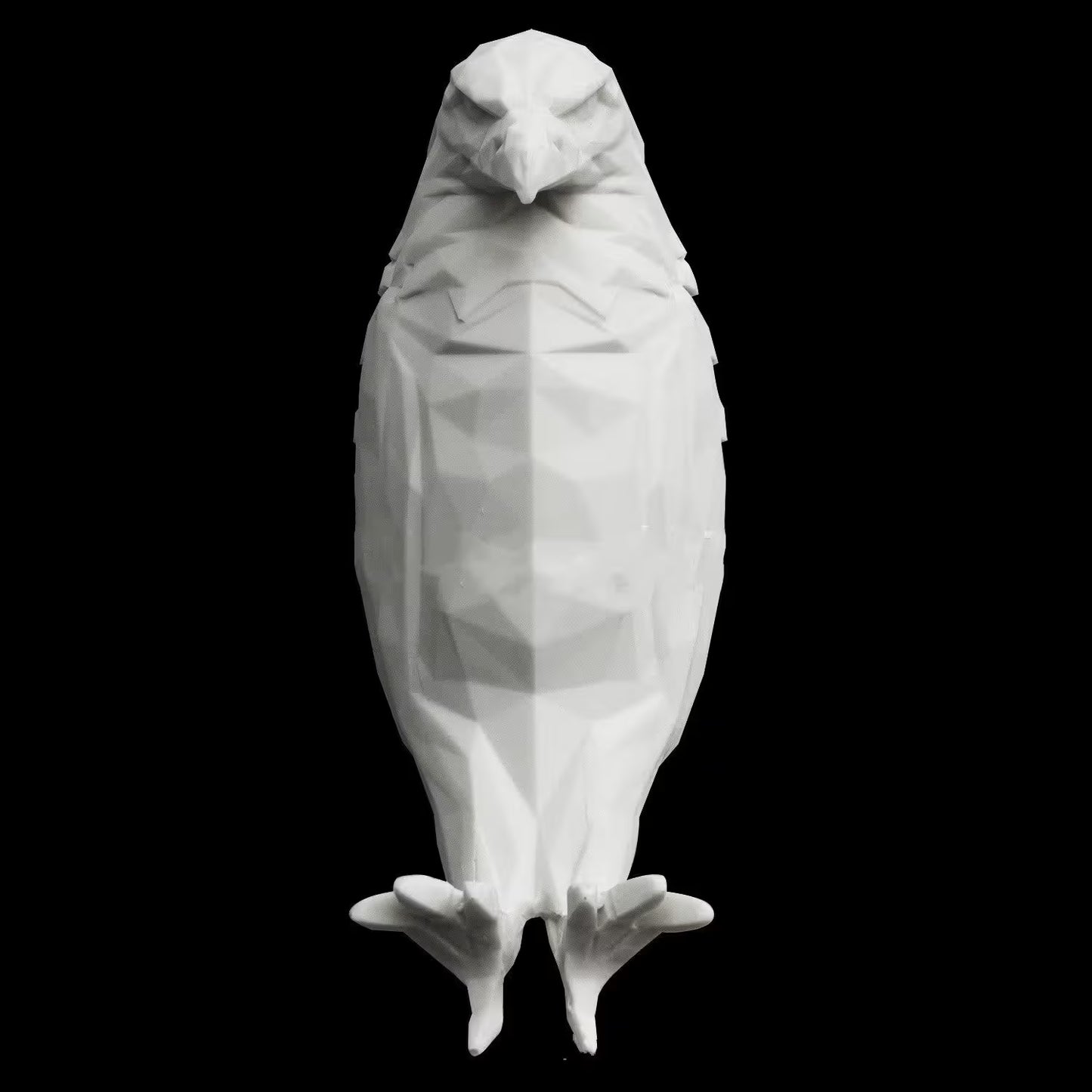 White parrot sculpture on a black background