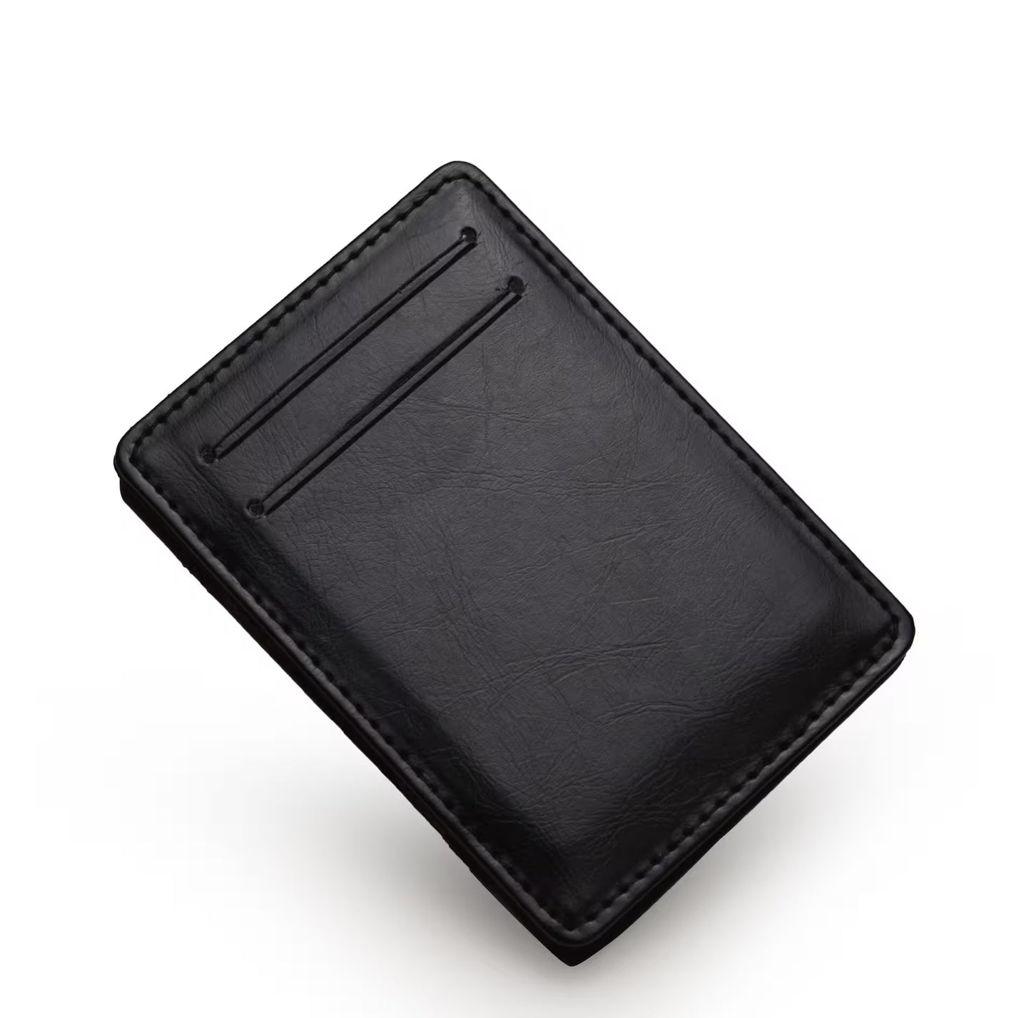 Black leather wallet on a white background