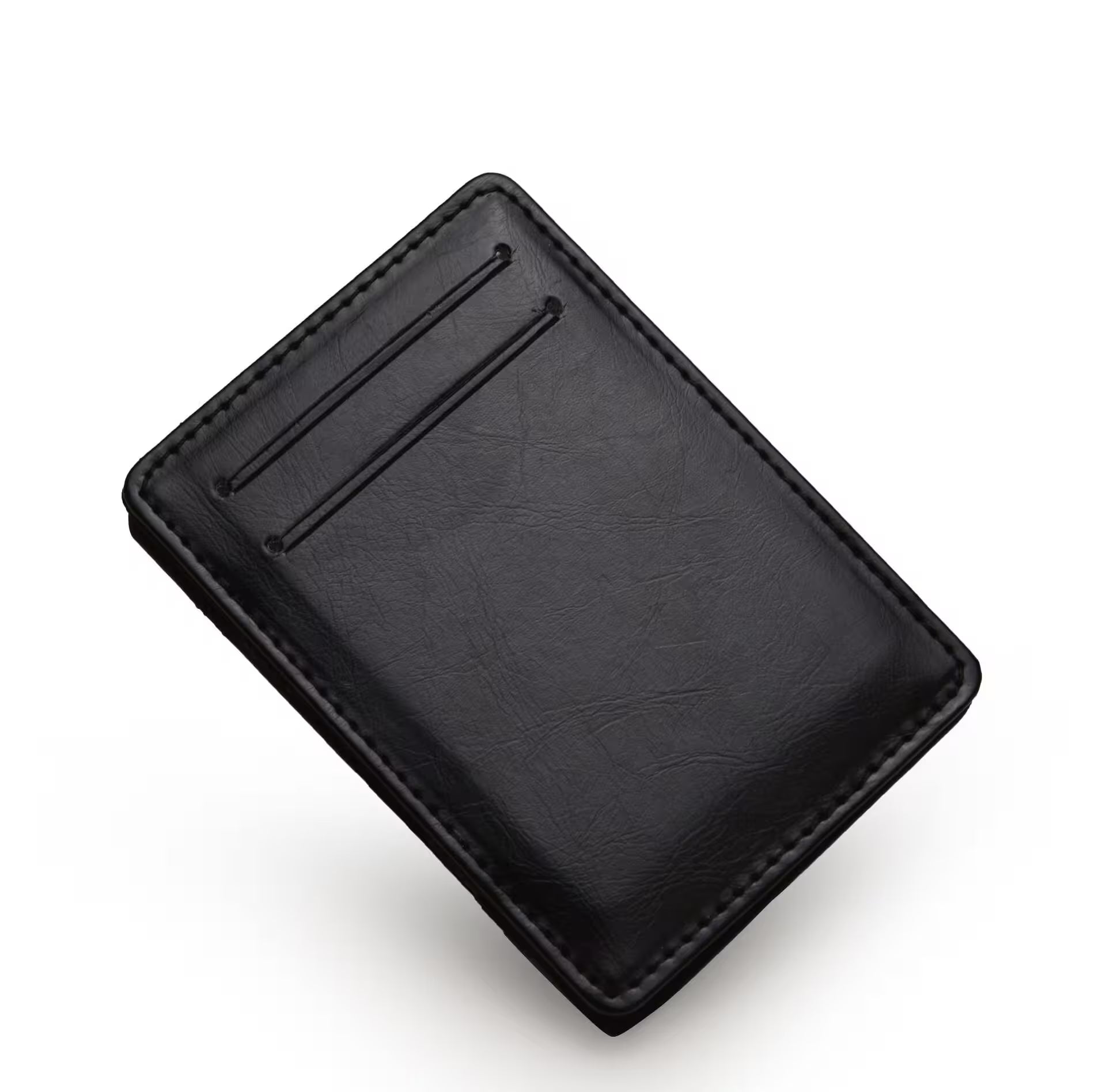 Black leather wallet on a white background