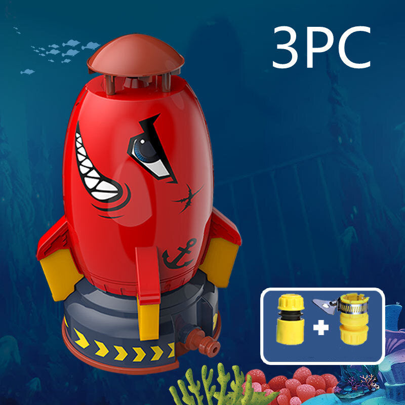 Red Water Rocket + Base Connecter + Hose Connecter (3pcs)