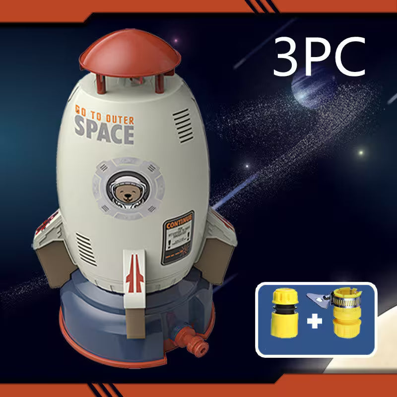 Toy rocket ship with space-themed background and '3PC' text