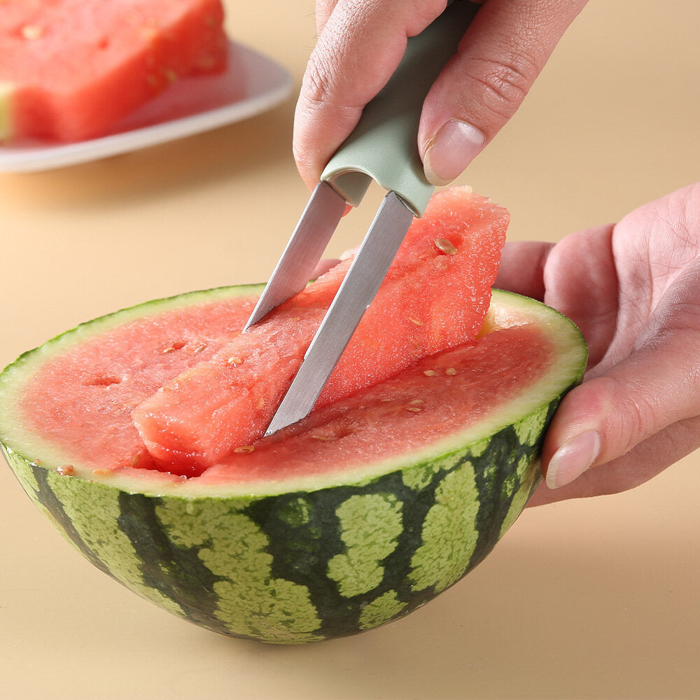 Broadly Used: From effortlessly slicing watermelons to dicing kiwi, cantaloupe, and dragon fruit, our watermelon cutter slicer allows you to create a wide range of fruit salads with any fruits of your choice. Perfect for all your fruity needs.