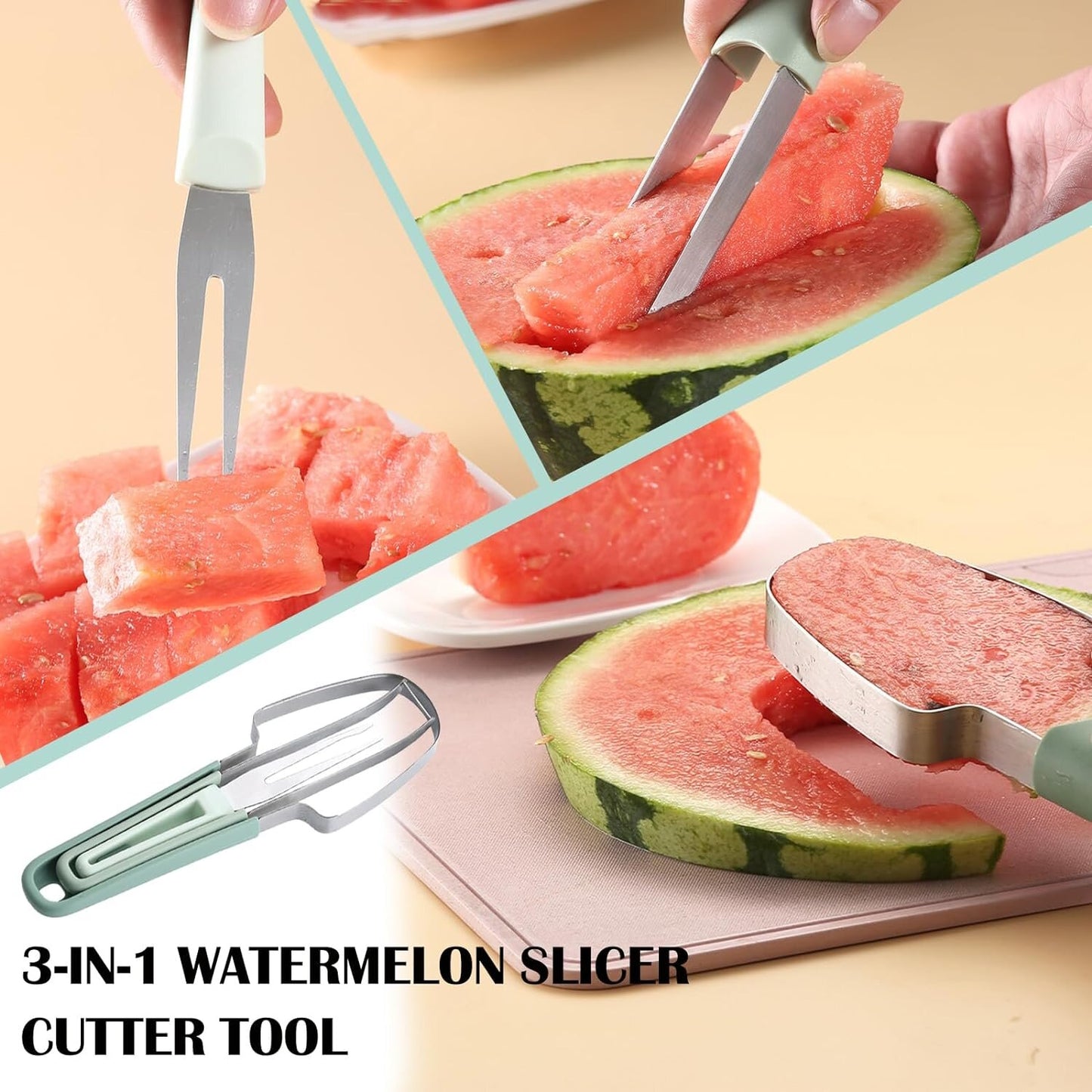 Ensured Durability: Because our watermelon slicer is constructed with wear-resistant food grade PP and stainless steel, you'll easily achieve perfect slices and enjoy safe, durable, and satisfying cutting experience each time.