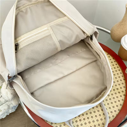 Waterproof School Bags With Bear Pendant | Multi-Pocket Nylon Laptop Bag | Mesh Interior & Quilted Straps