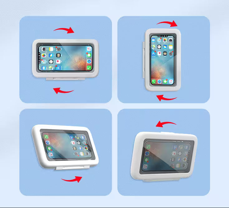 Waterproof Shower Phone Holder Wall Mount – Touch Screen, 60° Anti-Drop Lock, Universal Fit Up to 6.8"