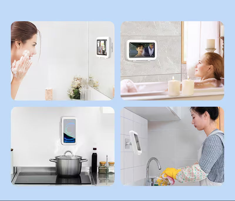 Waterproof Shower Phone Holder Wall Mount – Touch Screen, 60° Anti-Drop Lock, Universal Fit Up to 6.8"