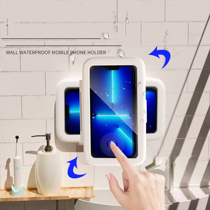 Waterproof Shower Phone Holder Wall Mount – Touch Screen, 60° Anti-Drop Lock, Universal Fit Up to 6.8"
