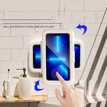 Waterproof Shower Phone Holder Wall Mount – Touch Screen, 60° Anti-Drop Lock, Universal Fit Up to 6.8"