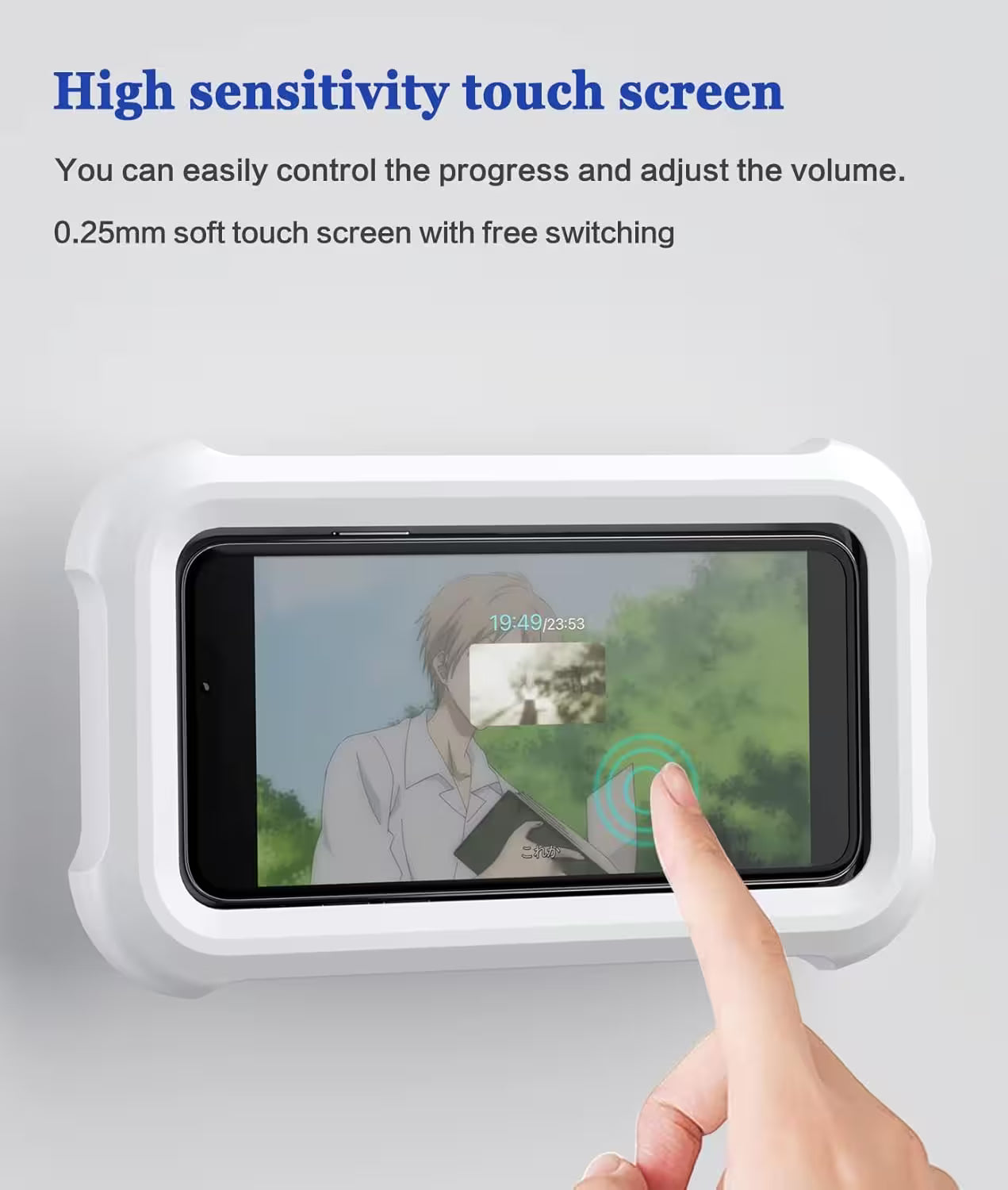 Waterproof Shower Phone Holder Wall Mount – Touch Screen, 60° Anti-Drop Lock, Universal Fit Up to 6.8"