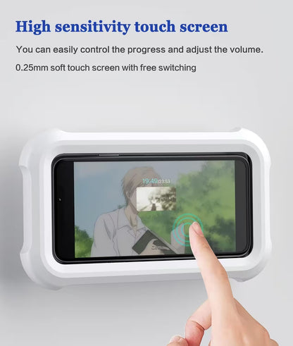Waterproof Shower Phone Holder Wall Mount – Touch Screen, 60° Anti-Drop Lock, Universal Fit Up to 6.8"
