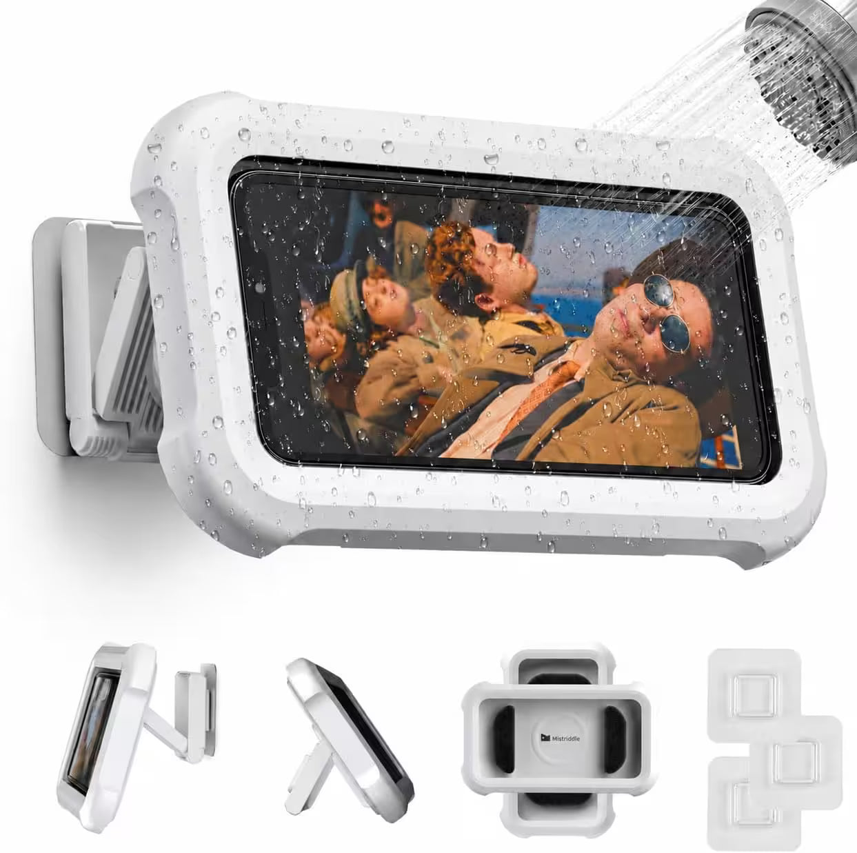 Waterproof Shower Phone Holder Wall Mount – Touch Screen, 60° Anti-Drop Lock, Universal Fit Up to 6.8"