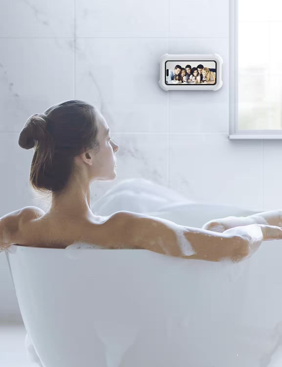 Waterproof Shower Phone Holder Wall Mount – Touch Screen, 60° Anti-Drop Lock, Universal Fit Up to 6.8"
