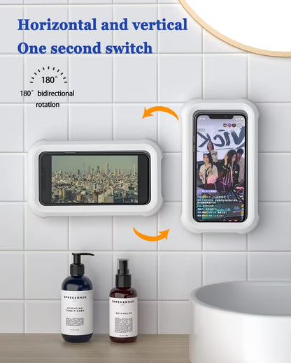 Waterproof Shower Phone Holder Wall Mount – Touch Screen, 60° Anti-Drop Lock, Universal Fit Up to 6.8"