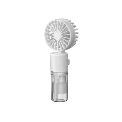White handheld fan with clear base on a white background