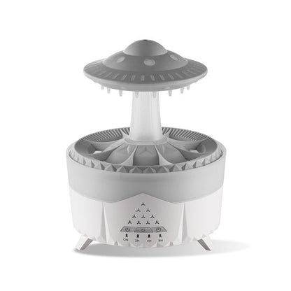 Gray UFO-shaped device on a white background