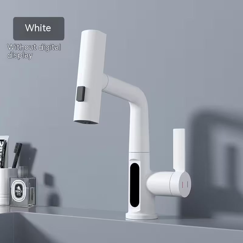 White kitchen faucet without digital display on a gray background
