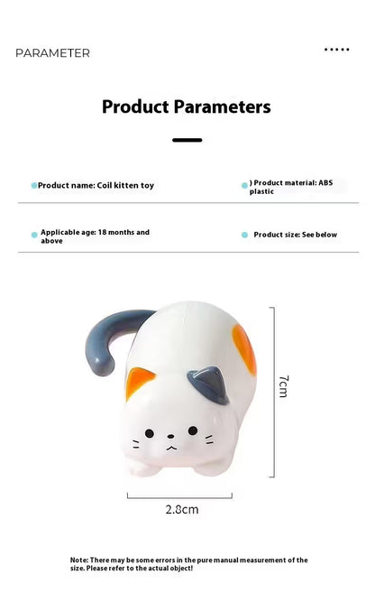 Cat-shaped toy with measurement details on a product parameter card