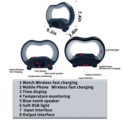 Black electronic device with features labeled on a white background