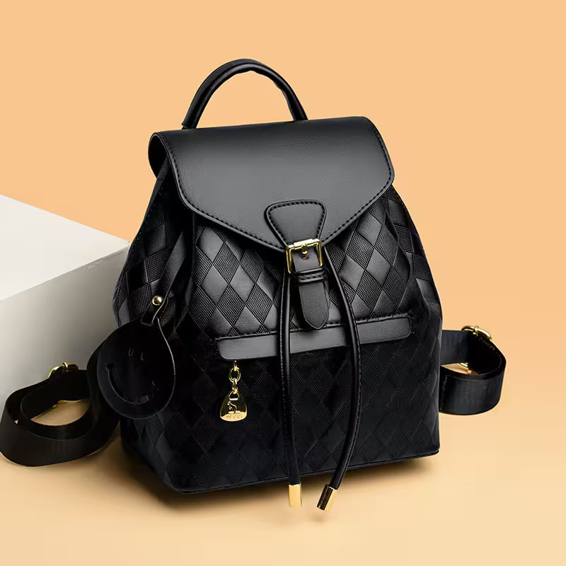 Women Backpack Leather Quilted | Two-Tone Mini Backpack Purse | Aesthetic Daily Bag for Women