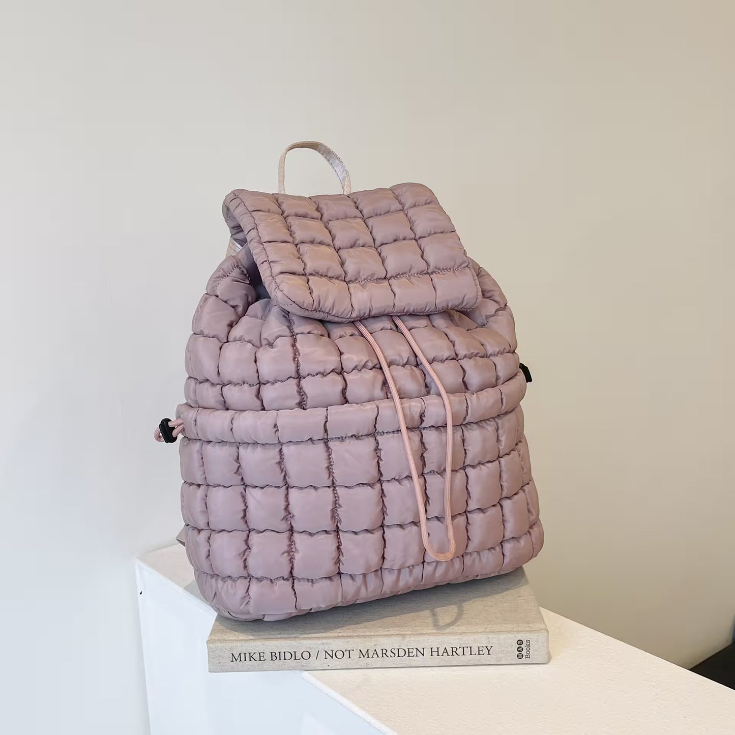 Women's Quilted Puffer Backpack | Lightweight Puffy Drawstring Bag | 14 Colors | Aesthetic School & Travel Backpack