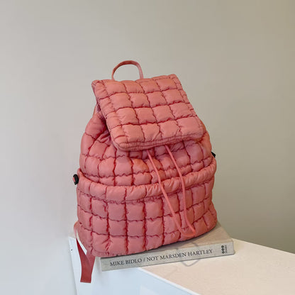 Women's Quilted Puffer Backpack | Lightweight Puffy Drawstring Bag | 14 Colors | Aesthetic School & Travel Backpack