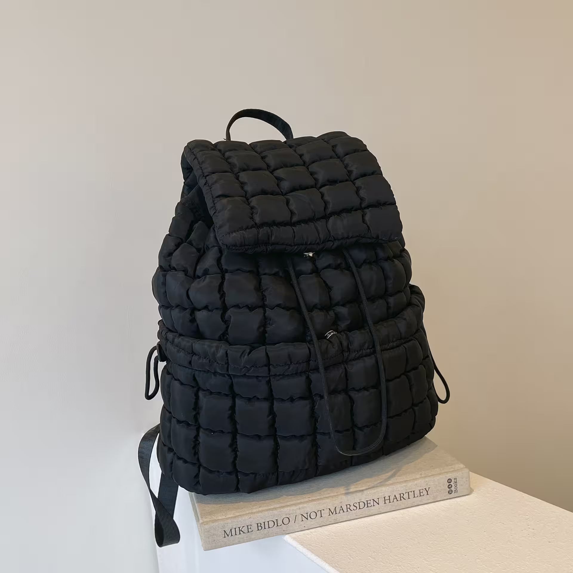 Women's Quilted Puffer Backpack | Lightweight Puffy Drawstring Bag | 14 Colors | Aesthetic School & Travel Backpack