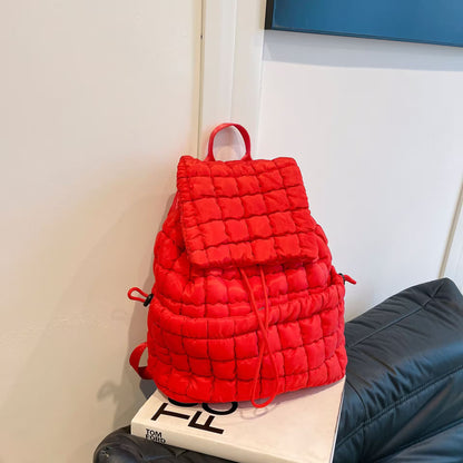 Women's Quilted Puffer Backpack | Lightweight Puffy Drawstring Bag | 14 Colors | Aesthetic School & Travel Backpack