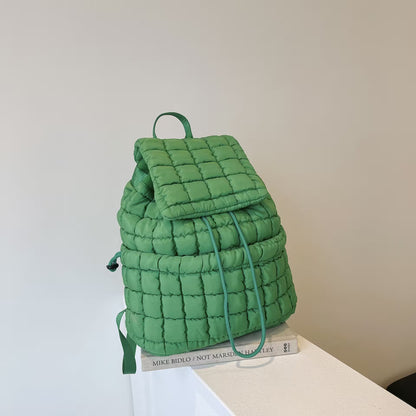Women's Quilted Puffer Backpack | Lightweight Puffy Drawstring Bag | 14 Colors | Aesthetic School & Travel Backpack