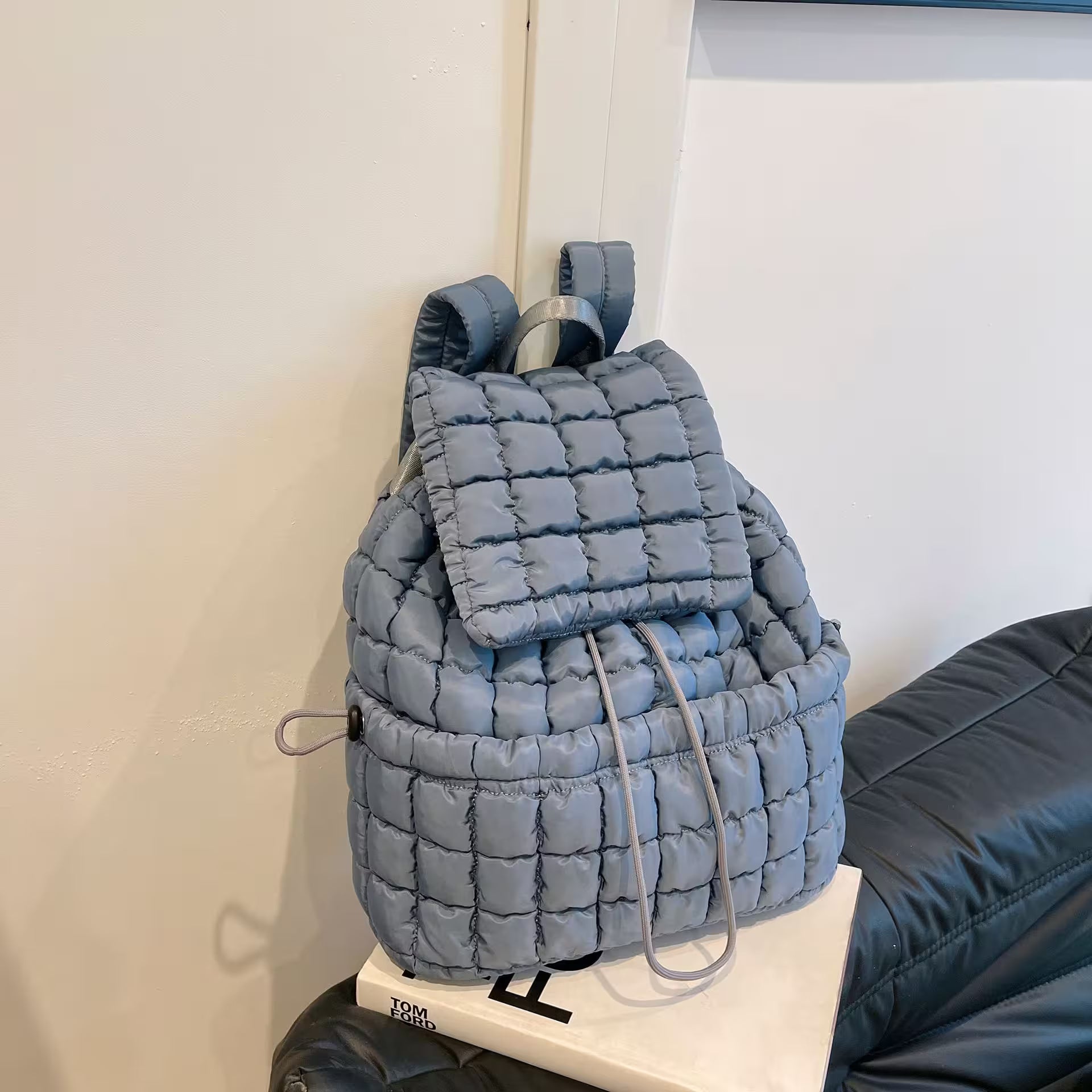 Women's Quilted Puffer Backpack | Lightweight Puffy Drawstring Bag | 14 Colors | Aesthetic School & Travel Backpack