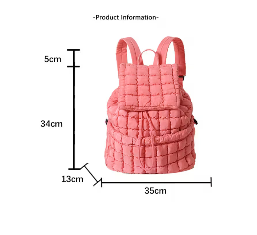 Women's Quilted Puffer Backpack | Lightweight Puffy Drawstring Bag | 14 Colors | Aesthetic School & Travel Backpack