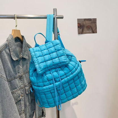 Women's Quilted Puffer Backpack | Lightweight Puffy Drawstring Bag | 14 Colors | Aesthetic School & Travel Backpack