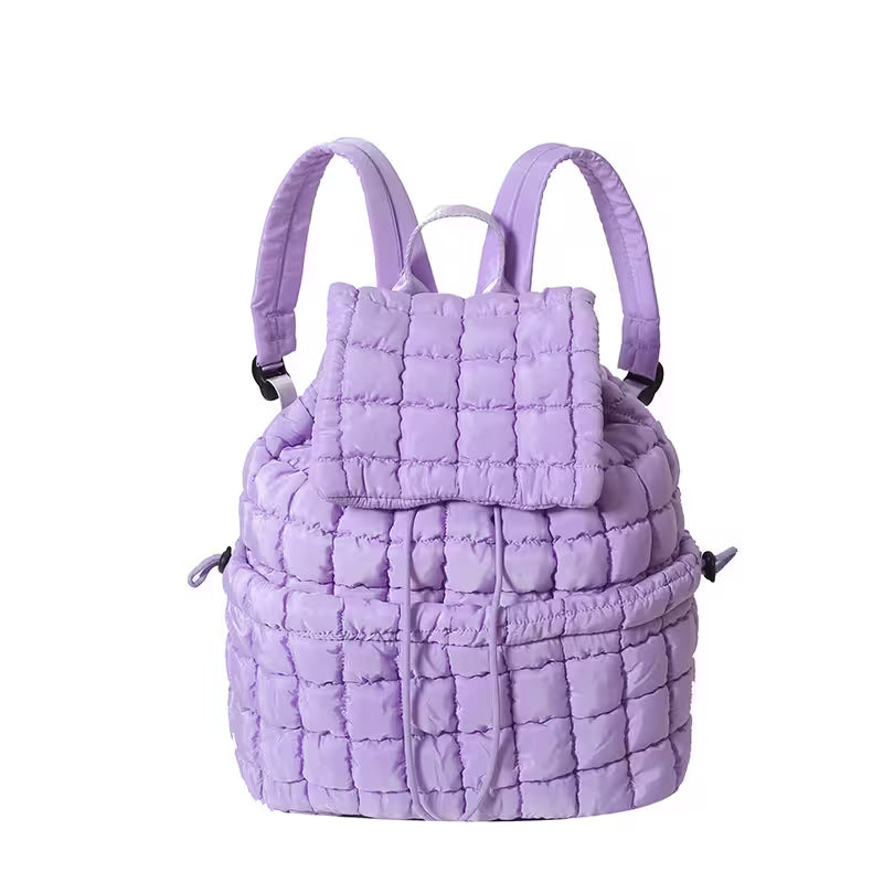 Women's Quilted Puffer Backpack | Lightweight Puffy Drawstring Bag | 14 Colors | Aesthetic School & Travel Backpack