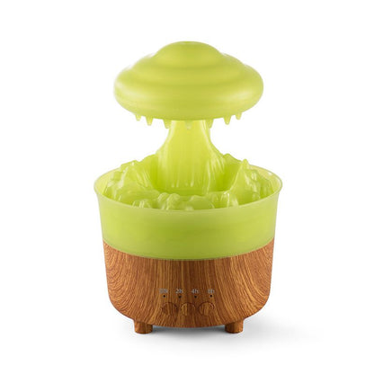 Green and wooden mushroom-shaped product on a white background