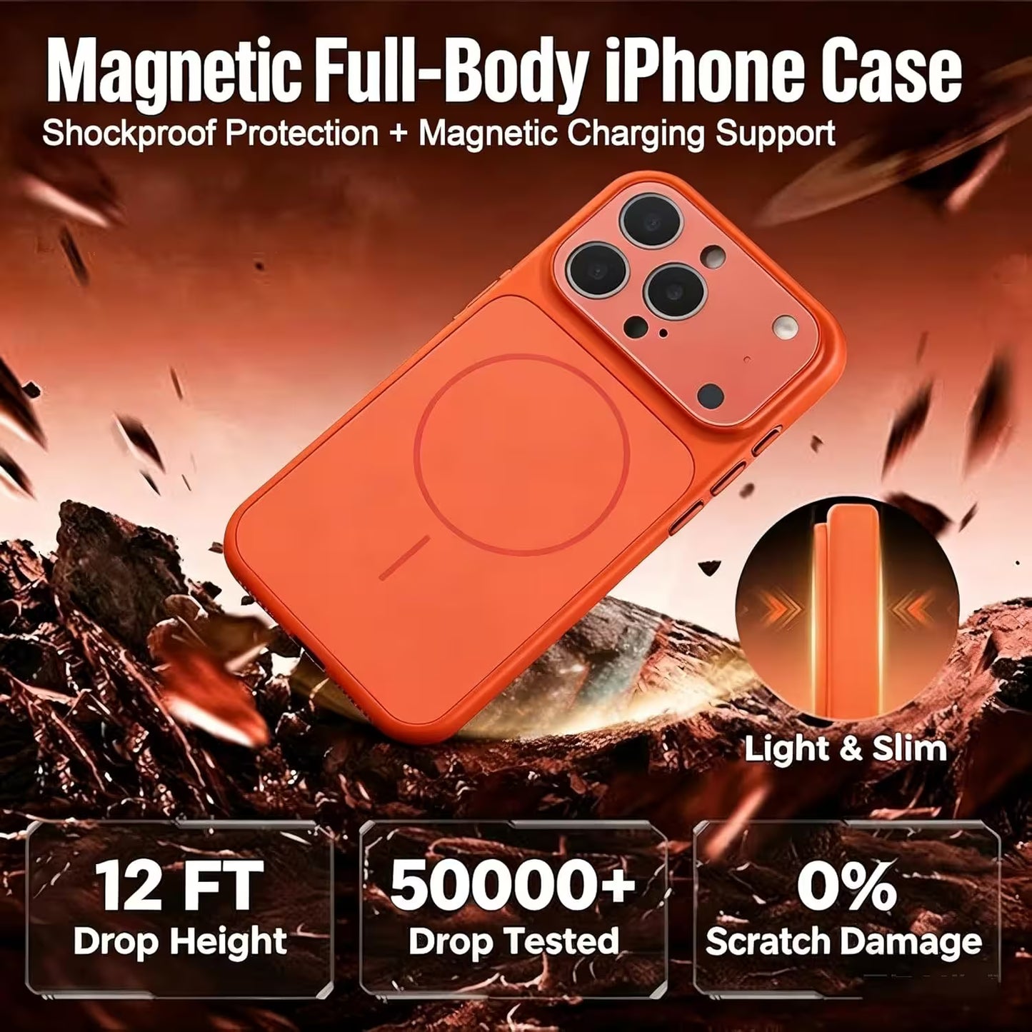 iPhone Silicone Case With Magsafe, Matte Glass Slim Anti-Fingerprint, Anti-Scratch Camera Lens Protector Military Grade Drop Shockproof Cover