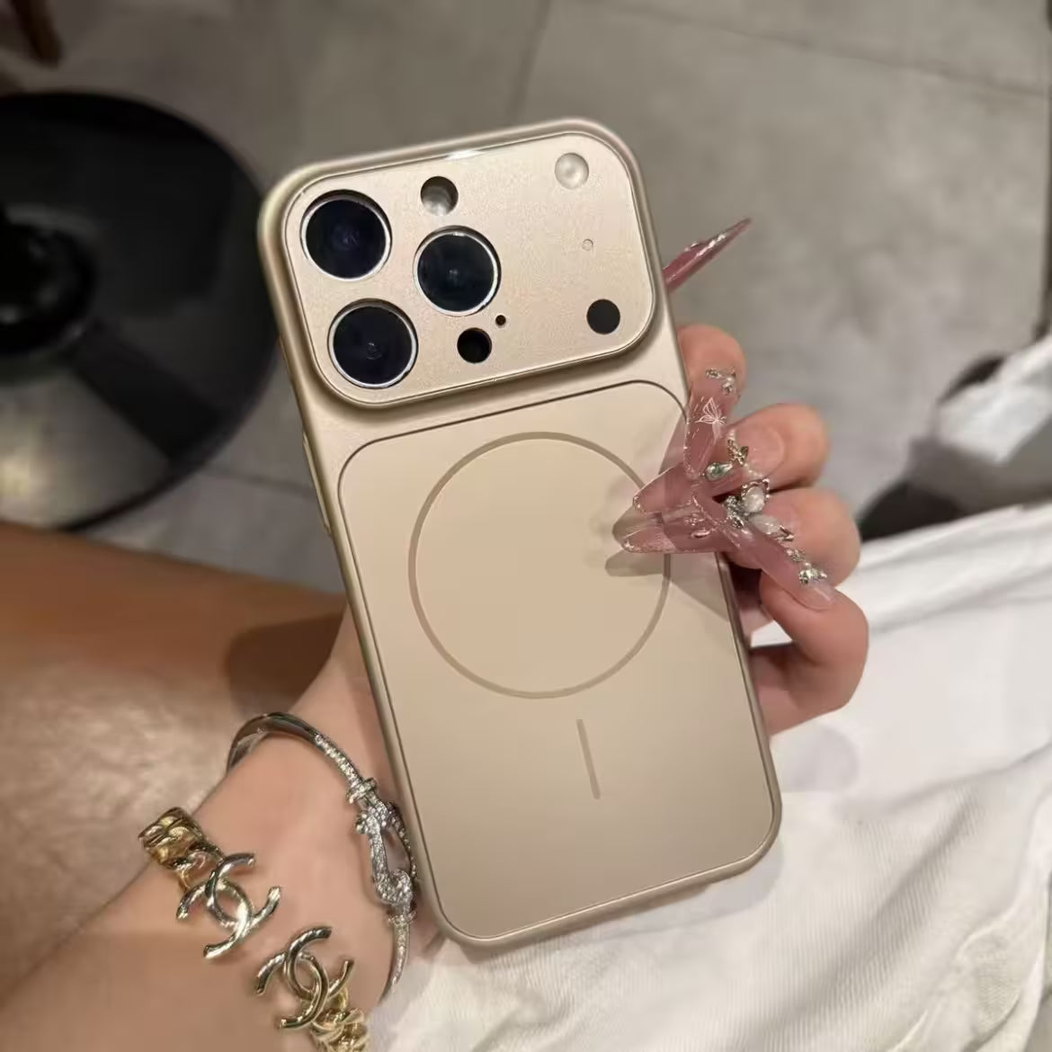 Desert Gold iPhone Silicone Case With Magsafe, Matte Glass Slim Anti-Fingerprint, Anti-Scratch Camera Lens Protector Military Grade Drop Shockproof Cover