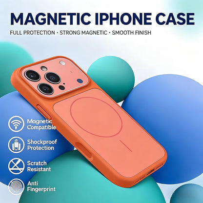 iPhone Silicone Case With Magsafe, Matte Glass Slim Anti-Fingerprint, Anti-Scratch Camera Lens Protector Military Grade Drop Shockproof Cover