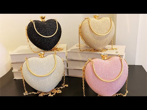 Evening Luxury Heart Shape Clutch Bag for Women Sparkling Rhinestone Purse for Parties, Weddings & Date Nights YouTube Video
