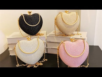 Evening Luxury Heart Shape Clutch Bag for Women Sparkling Rhinestone Purse for Parties, Weddings & Date Nights YouTube Video