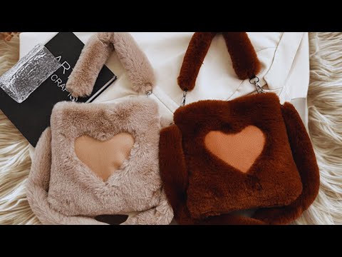Plush Winter Heart Handbag for Women Cozy Faux Fur Crossbody Bag with Soft Handle YouTube Video