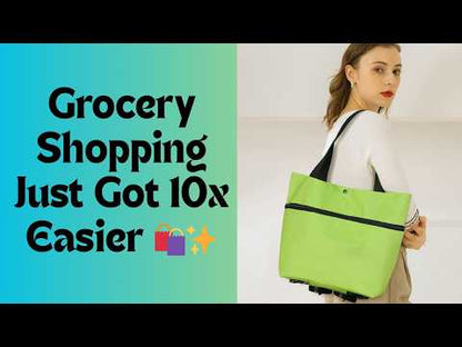 Customizable Reusable Shopping Bag with Wheels – Foldable Heavy Duty Grocery Trolley Bag for Supermarket & Travel YouTube Video