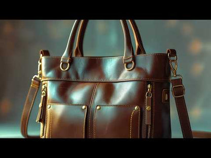 Retro Large-Capacity Leather Shoulder Bag for Women, Vintage Crossbody Tote Handbag for Everyday Use