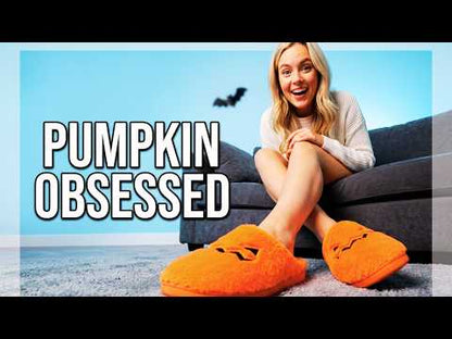 Cute Halloween Slippers For Women | Fuzzy Orange Pumpkin Slides YouTube Video