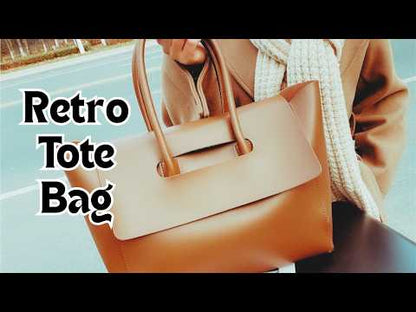 Retro Style Leather Handbag Tote Bag for Women – Elegant Minimalist Large Capacity Shoulder Purse for Work & Daily Use YouTube Video