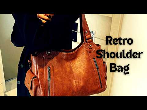 Retro Large Capacity Shoulder Bag for Women – Vintage Soft PU Leather Tote Purse with Zipper Pockets & Crossbody Strap YouTube Video