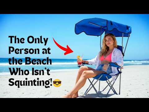 Foldable Camping Chair Heavy Duty With Canopy & Cup Holder, 330LBS Max Load, Folded as a Carry Bag for Beach, Festival & Tailgate YouTube Video