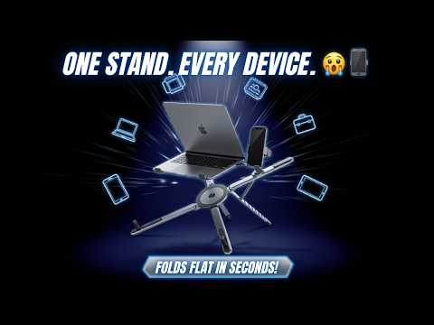 Laptop Foldable Stand with Magnetic Phone Holder, Multi-Angle Aluminum Tablet Riser, Portable Ergonomic Desk Stand for MacBook, iPad & iPhone, Travel-Ready YouTube Video
