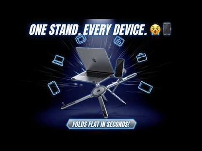 Laptop Foldable Stand with Magnetic Phone Holder, Multi-Angle Aluminum Tablet Riser, Portable Ergonomic Desk Stand for MacBook, iPad & iPhone, Travel-Ready YouTube Video